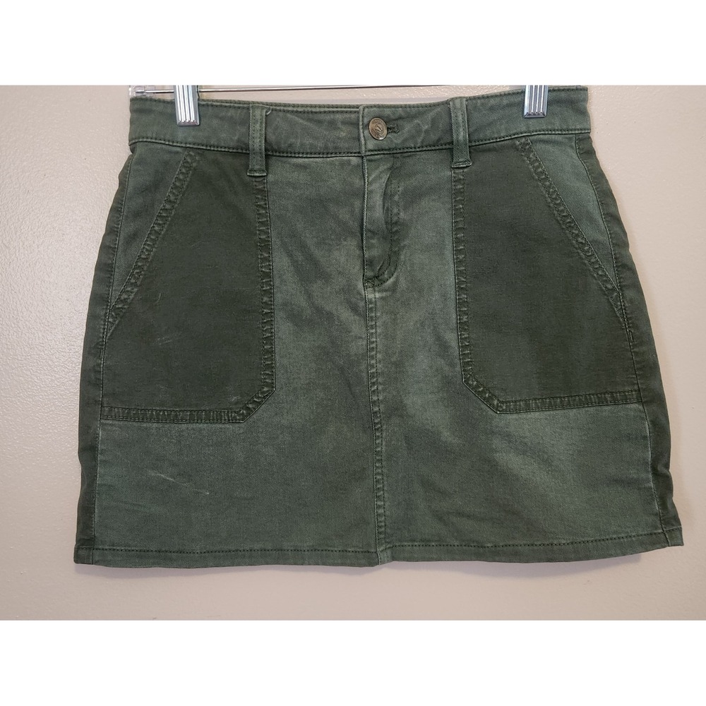 Vineyard Vines Mini Jean Skirt Green Womens Size 0 Patch‎ Pockets Medium Denim